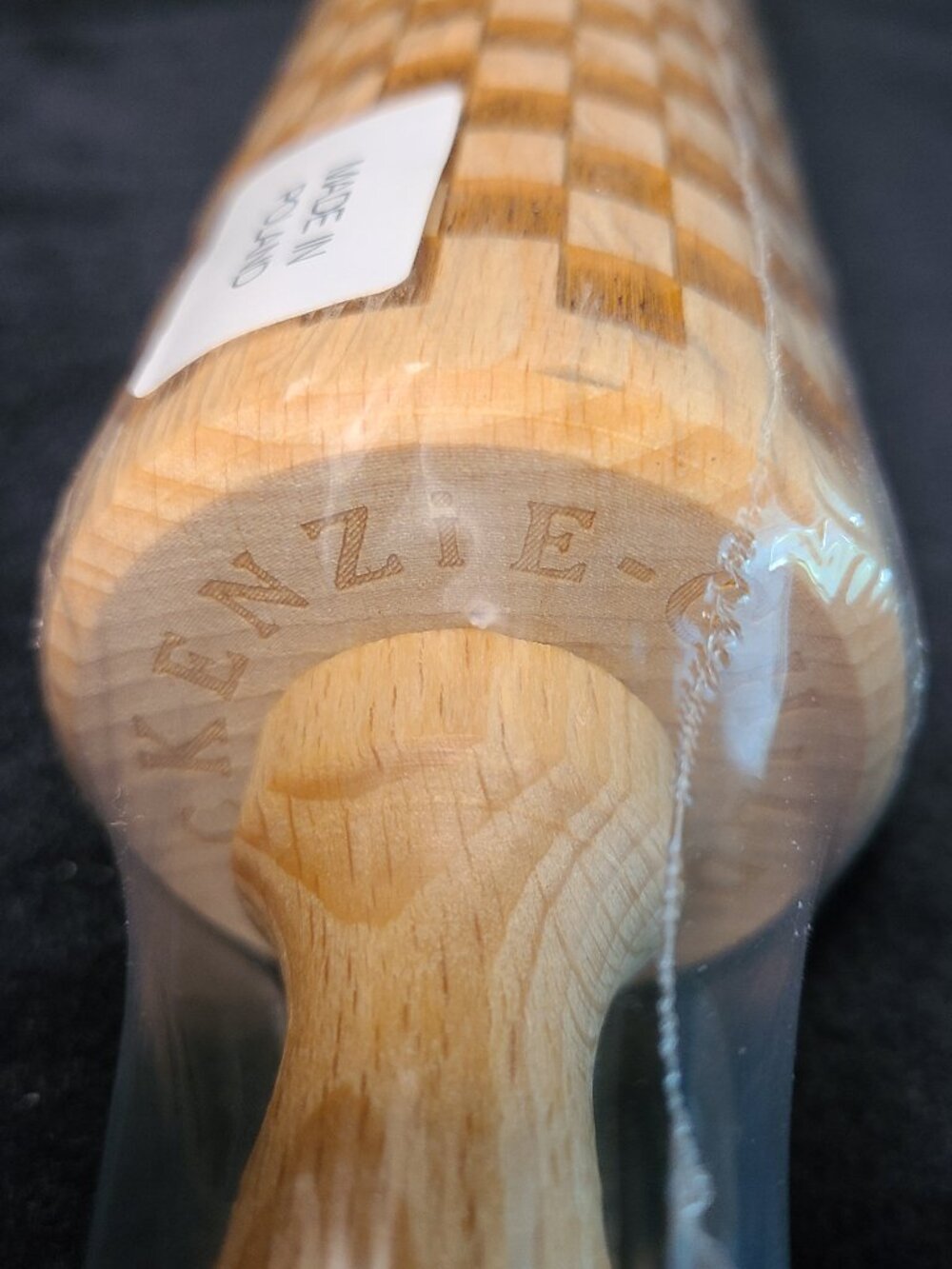 MacKenzie‑Childs Check‑Embossed Beechwood Rolling Pin – NEW